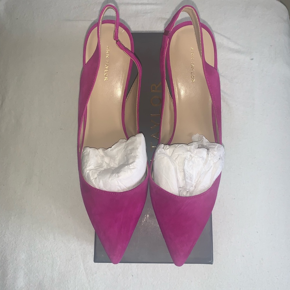 Fuchsia Suede Sling Back 3 Inch Pumps